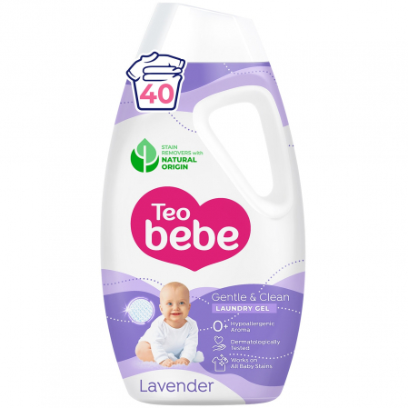 Teo Bebe Detergent lichid, 1.8 L, 40 spalari, Gentle & Clean Lavender