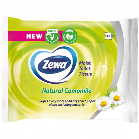 Hârtie igienică - Zewa Hartie igienica umeda, 42 buc, Natural Camomile