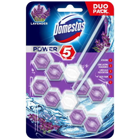 Domestos Odorizant WC cu bile, 2 x 55 g, Power 5 Lavanda