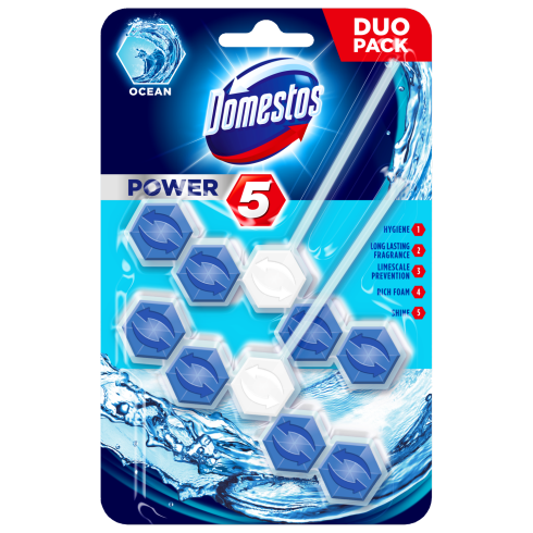 Domestos Odorizant WC cu bile, 2 x 55 g, Power 5 Ocean