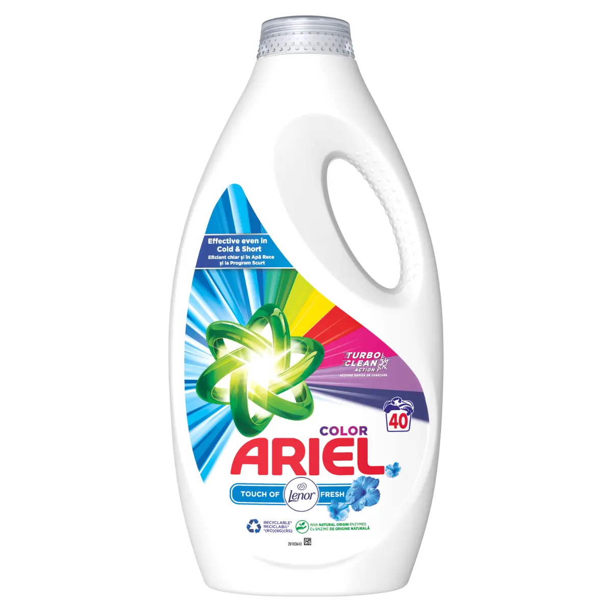 Ariel Detergent lichid, 2L, 40 spalari, Color Touch of Lenor Fresh