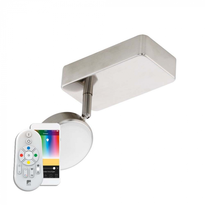 Aplica inteligenta EGLO CORROPOLI-C 97714, LED RGB 1X5W 600lm 2700-6500K, Plastic, Otel, Alb