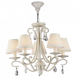 Candelabru Alb Bej din metal si organza cu 5 Becuri Brionia Maytoni