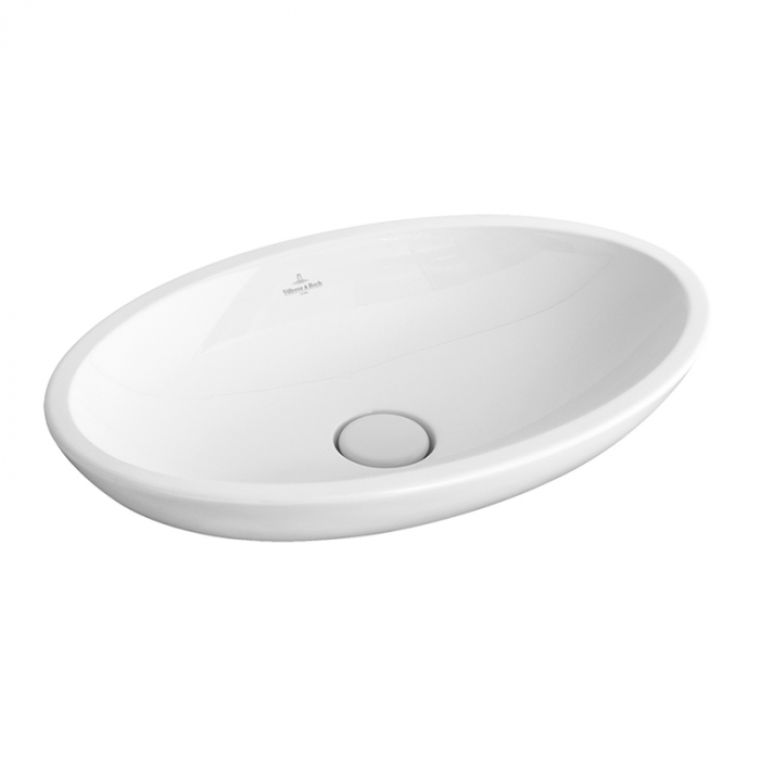 Lavoar pe blat Villeroy Boch, Loop Friends, oval, 58.5 cm, cu preaplin, alb