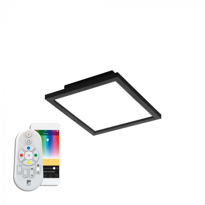 Panou LED RGB inteligent EGLO SALOBRENA-C 99415, LED RGB 16W 2000lm 2700-6500K, Negru Cu ajutorul aplicatiei sau accesorilor (telecomanda si sau priza EGLO CONNECT), produsul poate avea urmatoarele fu