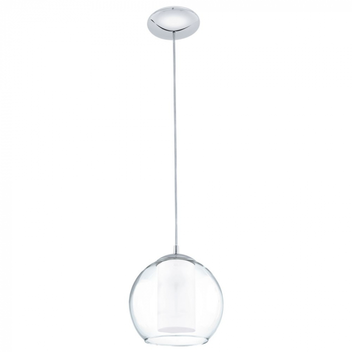 Pendul EGLO BOLSANO 92761, E27 1X60W O200mm, Transparent, Alb