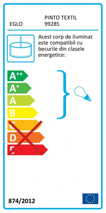 Pendul EGLO PINTO TEXTIL 99285, E27 1X16W O120mm, Transparent, Gri