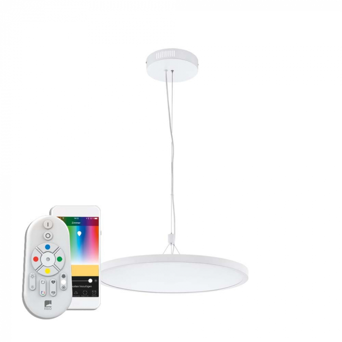 Pendul inteligent EGLO CERIGNOLA-C 98606, LED RGB 32W 4600lm 2700-6500K O600mm, Alb Cu ajutorul aplicatiei sau accesorilor (telecomanda si sau priza EGLO CONNECT), produsul poate avea urmatoarele func