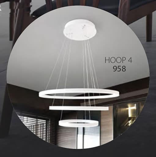 Poza Pendul LED Kelektron Hoop 4, 110W, alb