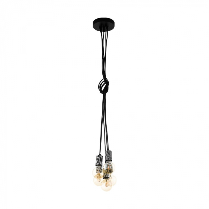 Pendul vintage EGLO COULSDON 43314, E27 5X10W O145mm, Negru, Alb