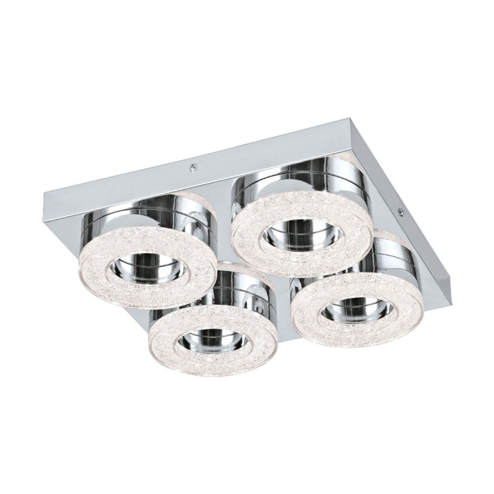 Plafoniera EGLO FRADELO 95664, LED 4X4W 1600lm 3000K, Cristal, Crom, Transparent