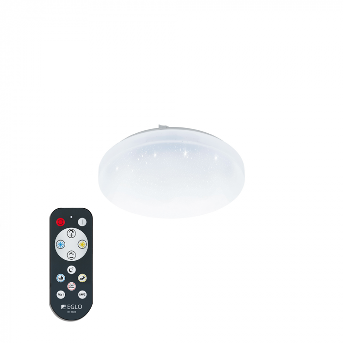 Plafoniera EGLO FRANIA-A 98294, LED 12W 1050lm 2700-6500K IP44 O300mm, Efect de cristal, Alb