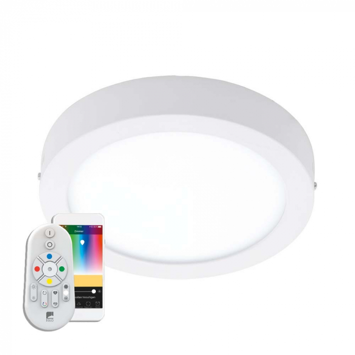 Plafoniera inteligenta EGLO FUEVA-C 96669, LED RGB 15.6W 2000lm 2700-6500K O225mm, Metal turnat, Alb Cu ajutorul aplicatiei sau accesorilor (telecomanda si sau priza EGLO CONNECT), produsul poate avea