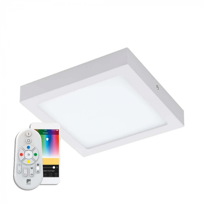 Plafoniera inteligenta EGLO FUEVA-C 96672, LED RGB 15.6W 2000lm 2700-6500K, Metal turnat, Alb Cu ajutorul aplicatiei sau accesorilor (telecomanda si sau priza EGLO CONNECT), produsul poate avea urmato