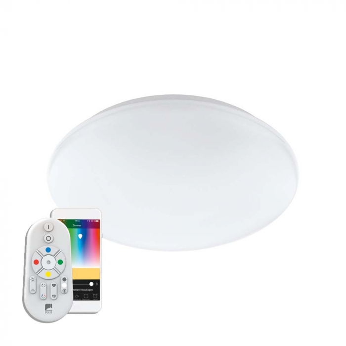 Plafoniera inteligenta EGLO GIRON-C 32589, LED RGB 17W 2100lm 2700-6500K O300mm, Otel, Alb Cu ajutorul aplicatiei sau accesorilor (telecomanda si sau priza EGLO CONNECT), produsul poate avea urmatoa