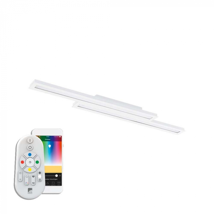 Plafoniera inteligenta EGLO SALITERAS-C 99412, LED RGB 2X10W 3200lm 2700-6500K, Otel, Alb Cu ajutorul aplicatiei sau accesorilor (telecomanda si sau priza EGLO CONNECT), produsul poate avea urmatoarel