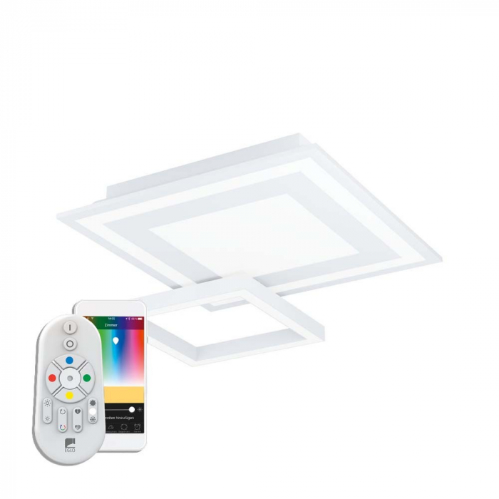 Plafoniera inteligenta EGLO SAVATARILA-C 99311, LED RGB 20W 2750lm 2700-6500K, Otel, Alb Cu ajutorul aplicatiei sau accesorilor (telecomanda si sau priza EGLO CONNECT), produsul poate avea urmatoarele