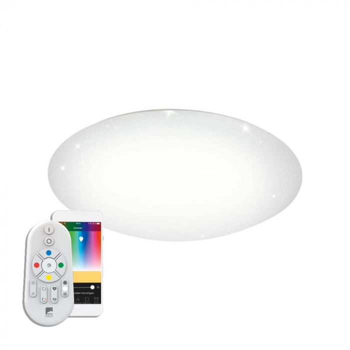 Plafoniera inteligenta EGLO TOTARI-C 97922, LED RGB 34W 5400lm 2700-6500K O580mm, Efect de cristal, Alb Cu ajutorul aplicatiei sau accesorilor (telecomanda si sau priza EGLO CONNECT), produsul poate a