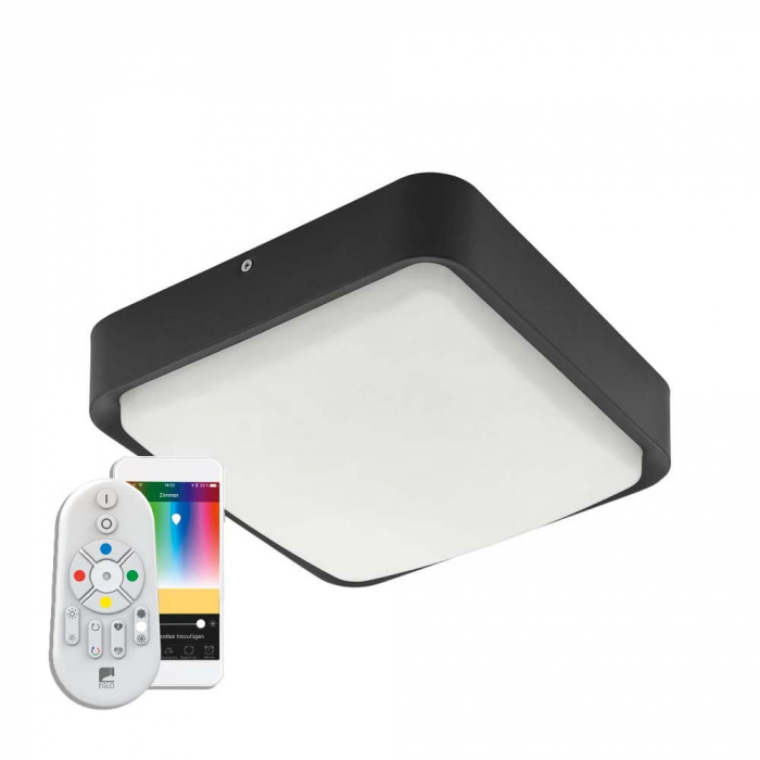 Plafoniera inteligenta exterior EGLO PIOVE-C 97295, LED RGB 14W 1400lm 3000K IP44, Aluminiu turnat, Alb Cu ajutorul aplicatiei sau accesorilor (telecomanda si sau priza EGLO CONNECT), produsul poate a