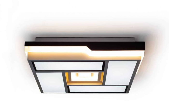 Plafoniera LED Kelektron Council, 170W, alb-cafeniu, dimabil, telecomanda