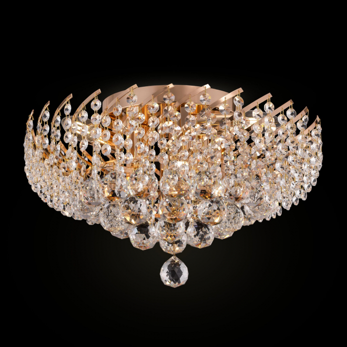 Plafoniera Maytoni Karolina, auriu, cristal, 6XE14, 41 cm