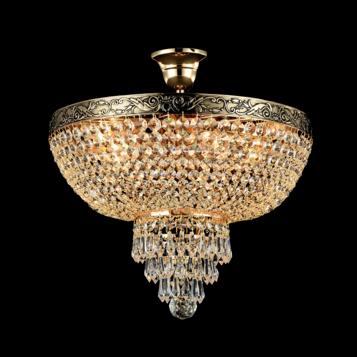 Poza Plafoniera Maytoni Palace, aur antic, cristal, 40 cm, 5XE27