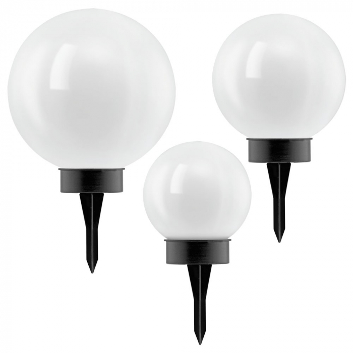 Set 3 lampi solare LED EGLO 48483 1X0.1W, Negru, alb