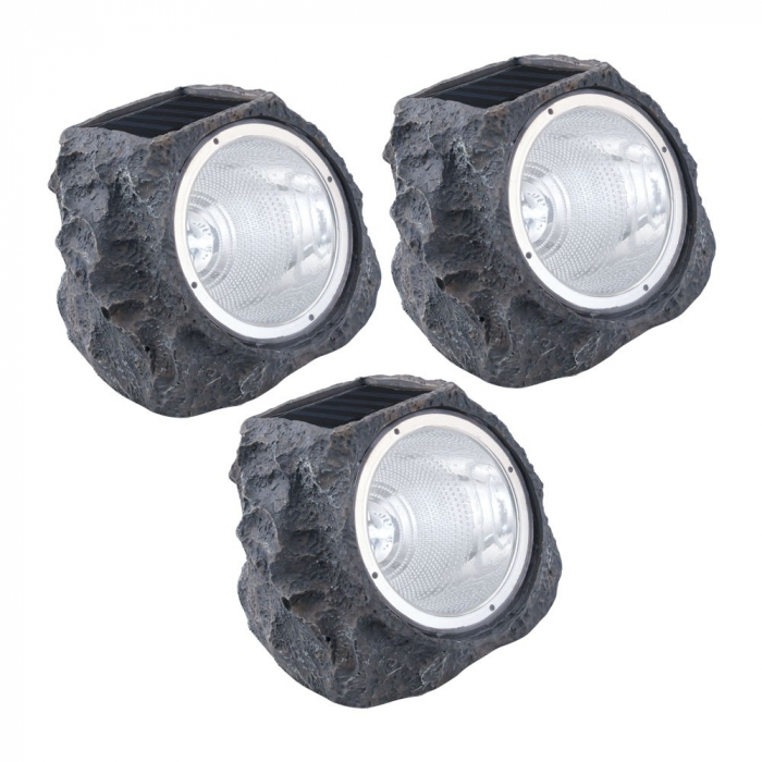 Set 3 lampi solare LED EGLO 48505 3X 4X0.06W, Piatra gri