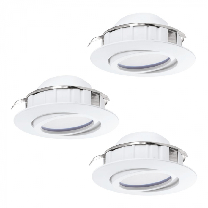 Set 3 spoturi incastrate EGLO PINEDA 95857, LED 3X6W 1500lm 3000K O84mm