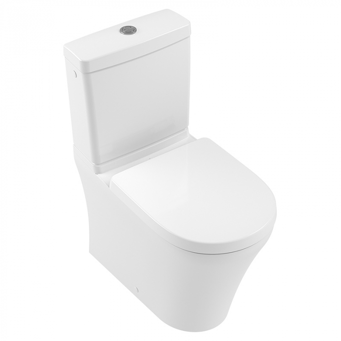 Set vas WC stativ rimless Villeroy Boch, O.Novo, compact, direct flush, cu rezervor si capac soft close, alb
