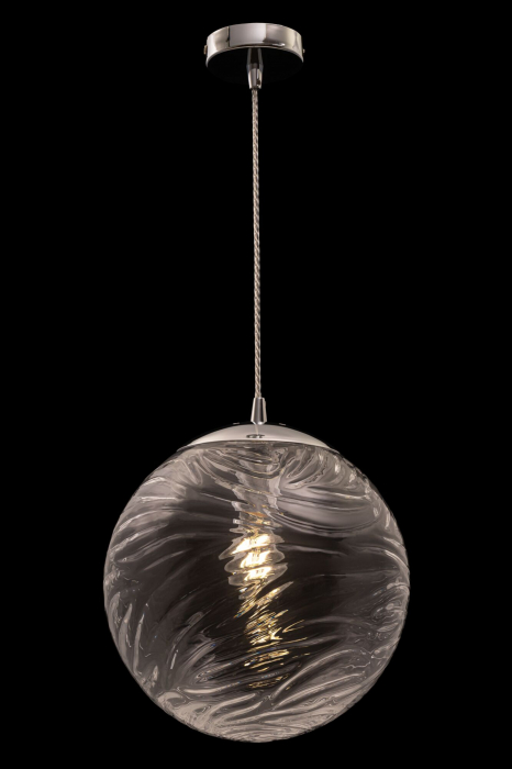 Suspensie Maytoni Dunas, crom, sticla transparenta, 30 cm, 1XE27, P059PL-01CH