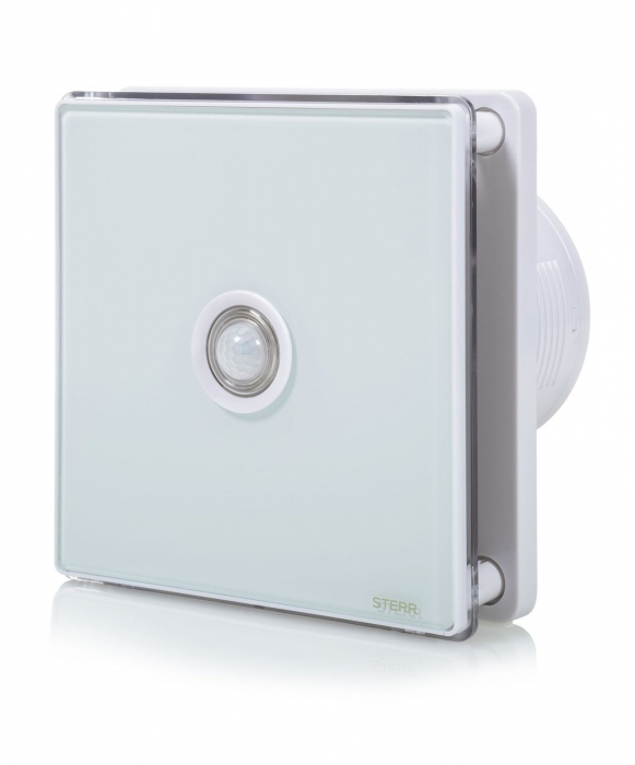 Ventilator baie Sterr, axial, 230 V, silențios, alb, LED alb, senzor de mișcare PIR, timer Ø 100 [2]