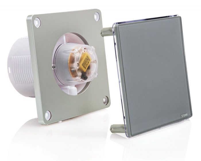 Ventilator baie Sterr, axial, 230 V, silențios, gri, LED alb, timer Ø 100 [3]
