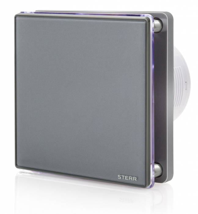 Ventilator baie Sterr, axial, 230 V, silențios, gri, LED alb, timer Ø 100 [2]