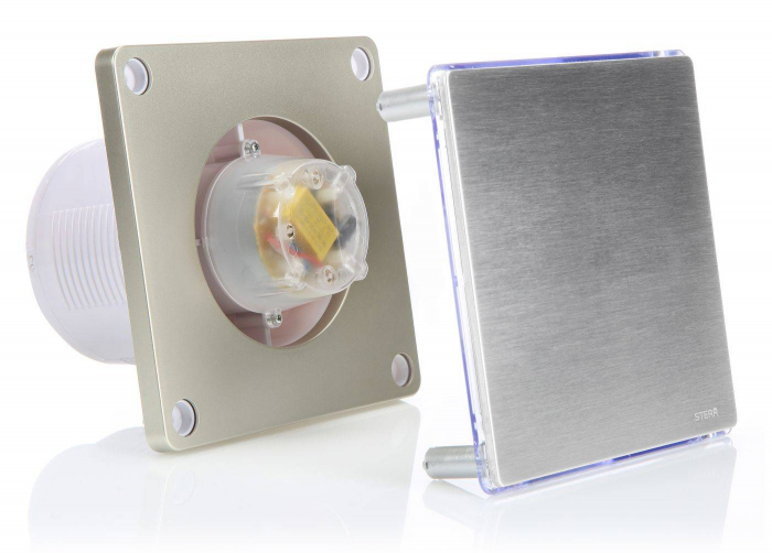 Ventilator baie Sterr, axial, 230 V, silențios, inox, LED alb, argintiu Ø 100 [3]