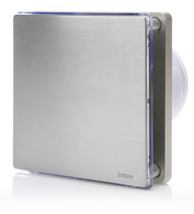 Ventilator baie Sterr, axial, 230 V, silențios, inox, LED alb, argintiu Ø 100 [2]