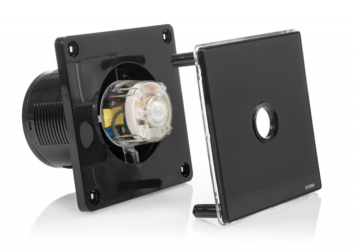 Ventilator baie Sterr, axial, 230 V, silențios, negru, LED alb, senzor de mișcare PIR, timer Ø 100 [3]