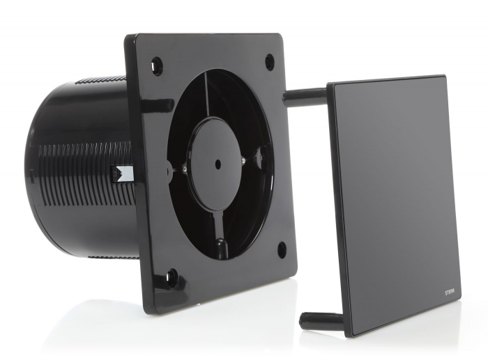 Ventilator baie Sterr, axial, 230 V, silențios, negru, standard, Ø 150 [2]