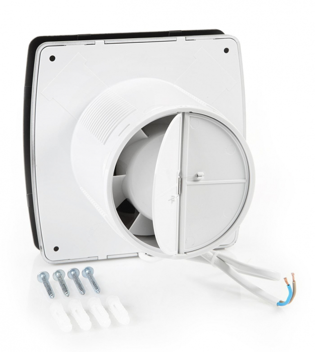 Ventilator baie Sterr, axial, 230 V, silențios, negru, standard, Ø 150 [3]