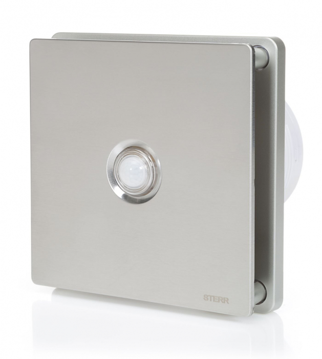 Ventilator baie Sterr, axial, 230 V, silențios, oțel inoxidabil, senzor de mișcare PIR, timer Ø 100 [2]