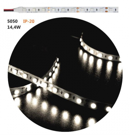 Banda LED - Banda LED 14.4W 12V IP20  5051 lumina Alba