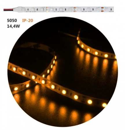Banda LED - Banda LED 14.4W 12V IP20  5054 lumina Galbena
