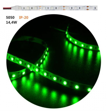 Banda LED - Banda LED 14.4W 12V IP20  5056 lumina Verde