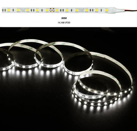 Banda LED - Banda LED 14.4W 24V IP20 5051 lumina Alba