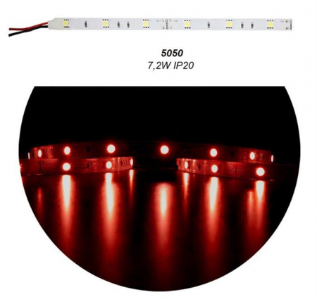 Banda LED - Banda LED 7.2W 12V IP20  5053 lumina Rosie