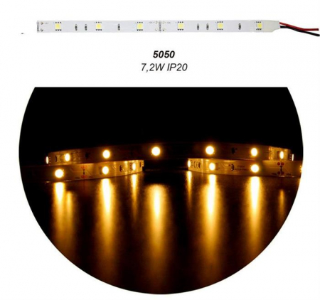 Banda LED - Banda LED 7.2W 12V IP20  5054 lumina Galbena