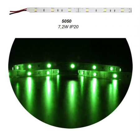 Banda LED - Banda LED 7.2W 12V IP20  5056 lumina Verde
