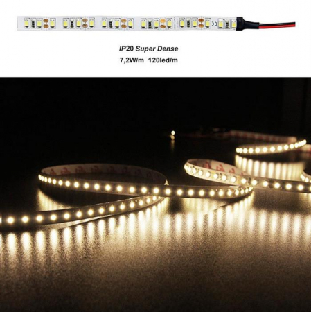 Iluminat - Banda LED 7.2W 12V Super Dense IP20  3528 lumina Calda