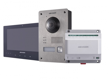 Interfoane - Kit videointerfon Hikvision, monitor color LCD 7" touch screen 