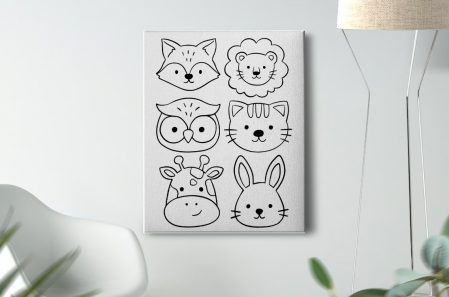 Kids Zone - Pictura Canvas Animals Faces 1 dimensiune 50x50cm